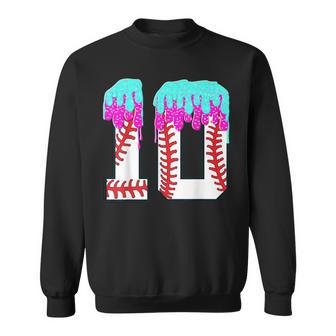 Baseball Drip 10 Year Old 10Th Birthday Boy Jersey Number 10 Sweatshirt - Thegiftio UK