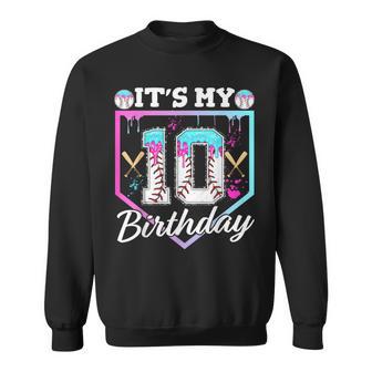 Baseball Drip 10 Year Old Ice Cream Drip 10Th Birthday Boy Sweatshirt - Thegiftio UK