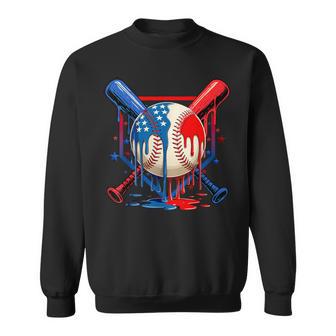 Baseball Drip American Flag Bat 4Th Of July Patriotic Boys Sweatshirt - Thegiftio UK