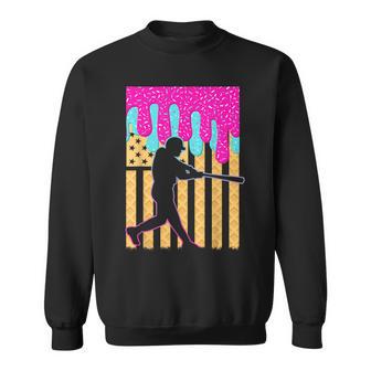 Baseball Drip Bat Boys Ice Cream American Flag 4Th Of July Sweatshirt - Thegiftio UK