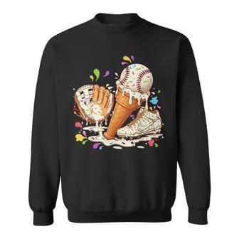 Baseball Drip Boys Ice Cream Sprinkle Drip Baseball Dripping Sweatshirt - Thegiftio UK