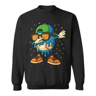 Baseball Drip Ice Cream Boys Dabbing Youth Baseball Sprinkle Sweatshirt - Thegiftio UK