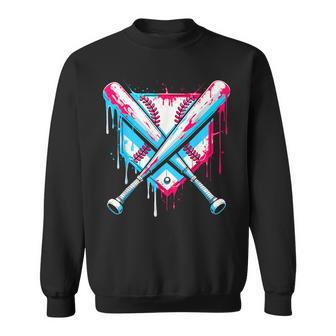 Baseball Home Plate Bat Game Day Ice Cream Drip For Boys Men Sweatshirt - Thegiftio UK