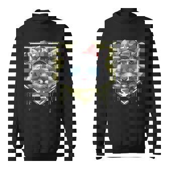 Baseball Home Plate Drip Camo Cat Military Fathers Day Sweatshirt - Monsterry