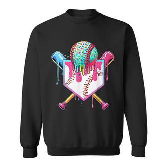 Baseball Home Plate Dripping Ice Cream Drip Youth Boys Sweatshirt - Thegiftio UK