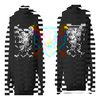 Baseball Home Plate Dripping Ice Cream Drip Youth Boys Sweatshirt - Monsterry