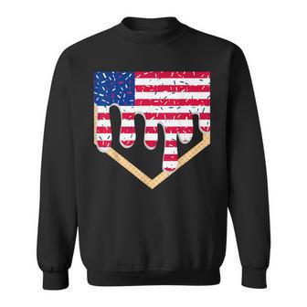 Baseball Ice Cream Drip Patriotic American Flag 4Th Of July Sweatshirt - Thegiftio UK