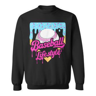 Baseball Life Lifestyle Home Plate Ice Cream Drip Boys Sweatshirt - Thegiftio UK