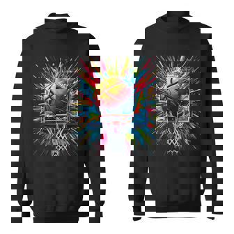 Basketball Tie Dye Color Splash Colorful Basketball Hoop Sweatshirt | Mazezy