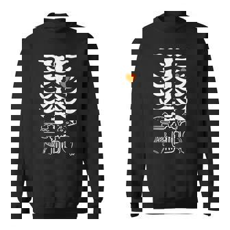 Beer Belly & Baby Skeleton Pregnancy Couples Halloween Dad Sweatshirt - Monsterry