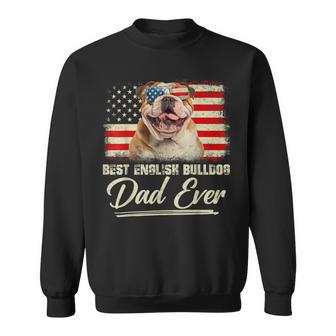 Best English Bulldog Dad Ever Daddy Usa Flag Fathers Day Men Sweatshirt - Thegiftio UK