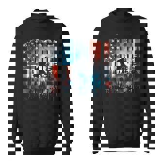 Big Foot Bigfoot Sasquatch American Flag Patriotic 4Th July Sweatshirt | Mazezy