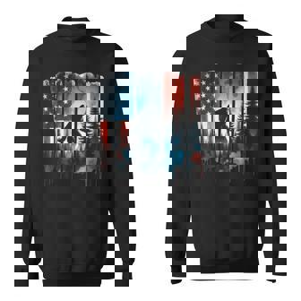 Bigfoot American Flag Sasquatch Patriotic 4Th Of July Sweatshirt - Thegiftio UK