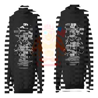 Bigfoot Bbq 4Th Of July Patriotic Sasquatch Usa Flag Sweatshirt - Thegiftio UK