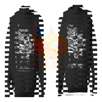 Bigfoot Fireworks 4Th Of July Sasquatch American Us Flag Sweatshirt | Mazezy