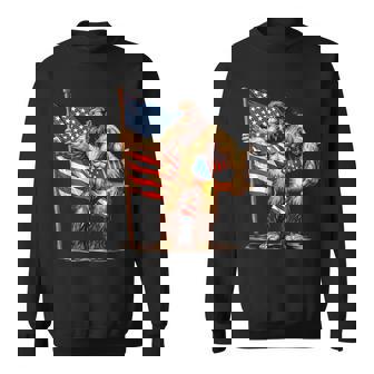 Bigfoot Fireworks 4Th Of July Sasquatch American Us Flag Sweatshirt - Thegiftio UK