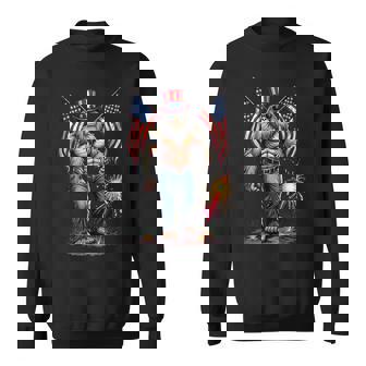 Bigfoot Fireworks 4Th Of July Sasquatch American Usa Flag Sweatshirt - Thegiftio UK