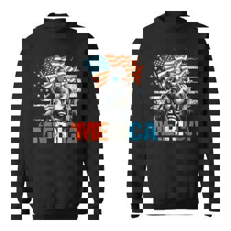 Bigfoot Merica Rock American Flag Patriotic Sasquatch 4Th Of Sweatshirt | Mazezy