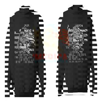 Bigfoot Merica Rock American Flag Patriotic Usa 4Th Of July Sweatshirt - Monsterry