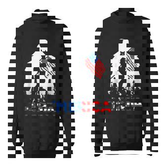 Bigfoot Merica Rock American Usa Flag Patriotic 4Th Of July Sweatshirt - Monsterry