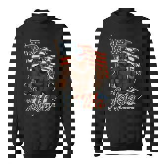 Bigfoot Merica Rock Patriotic American Flag 4Th Of July Sweatshirt - Thegiftio UK