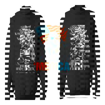 Bigfoot Merica Rock Usa American Flag 4Th Of July 2 Side Sweatshirt - Monsterry