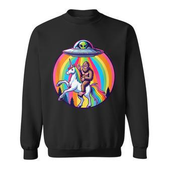Bigfoot Riding A Unicorn Beamed Up By A Ufo Alien Cryptid Sweatshirt - Thegiftio UK