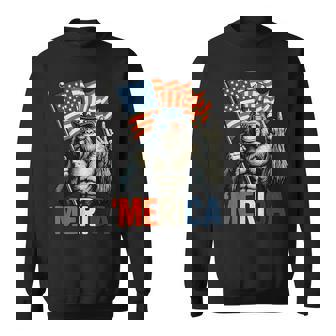 Bigfoot Rock & Roll 'Merica Usa American Flag 4Th Of July Sweatshirt - Monsterry