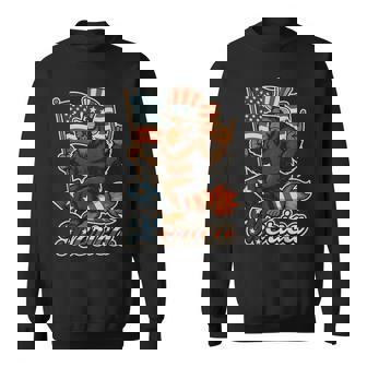 Bigfoot Rock Merica American Flag Patriotic 4Th Of July Sweatshirt - Monsterry