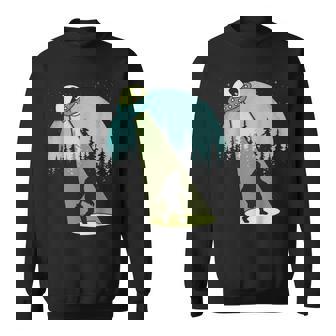 Bigfoot Ufo Abduction Graphique Lune Nature Étoiles Aliens Drôles Sweater e - Cadeauxyz