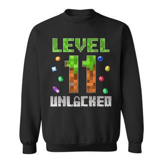 Birthday Boy Level 11 Unlocked 11Th Birthday Game Pixel Sweatshirt - Thegiftio UK