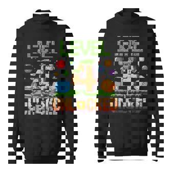 Birthday Boy Level 4 Unlocked 4Th Birthday Game Pixel Sweatshirt - Monsterry
