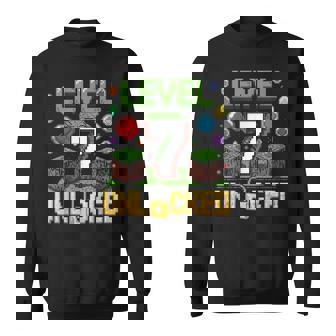 Birthday Boy Level 7 Unlocked 7Th Birthday Game Pixel Sweatshirt | Mazezy