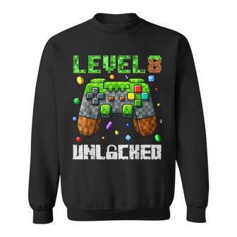 Birthday Boy Level 8 Unlocked 8Th Birthday Game Pixel Sweatshirt - Thegiftio UK