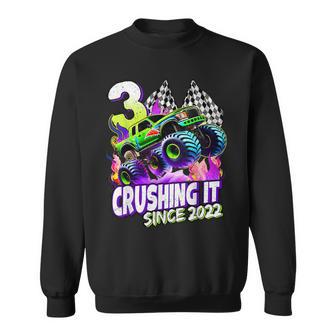 Birthday Boys Monster Truck 3 Year Old 3Rd Birthday Party Sweatshirt - Thegiftio UK