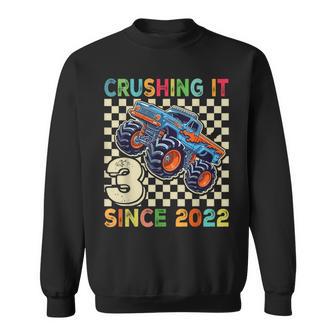 Birthday Monster Truck 3 Year Old Boys 3Rd Party Born 2022 Sweatshirt - Thegiftio UK