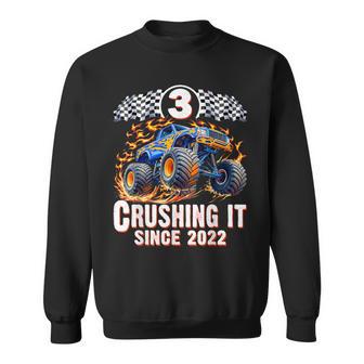 Birthday Monster Truck 3 Years Old Boys 3Rd Party Born 2022 Sweatshirt - Thegiftio UK
