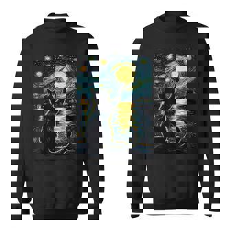 Black Cats Lover Starry Night Vincent Van Gogh Sweatshirt | Mazezy