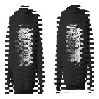 Blanc Tigre Tête Portraitauvage Grand Chat Animal Sweater e - Cadeauxyz