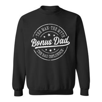 Bonus Dad The Man The Myth The Bad Influence Emblem Sweatshirt - Thegiftio UK
