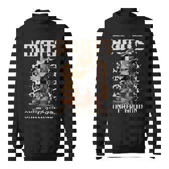 Boots On Da Ground Leopard Cowboy Western Cowgirl Linedance Sweatshirt - Thegiftio