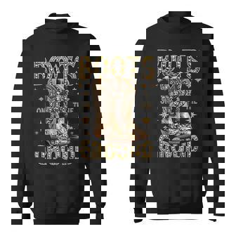 Boots On The Ground Black Cowgirl Western Where Them Fans At Sweatshirt - Monsterry