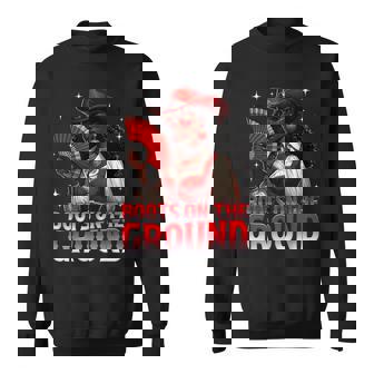 Boots On The Ground Cowboy Western Black Cowgirl Linedance Sweatshirt - Thegiftio