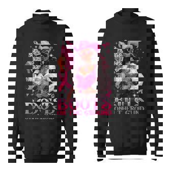 Boots On The Ground Pink Cowgirl Breast Cancer Western Sweatshirt - Seseable