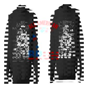 Bruh Bigfoot Merica Rock American Flag Patriotic 4Th Of July Sweatshirt - Monsterry