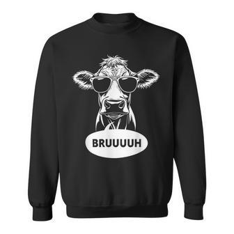 Bruh Cow Cow Lover Bruuuh Meme Saying Slang Sweatshirt - Thegiftio UK