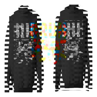 Building Blocks Bruh Gamer Brick Builder Boy Sweatshirt - Thegiftio UK