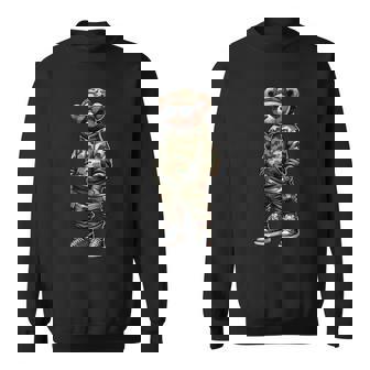 Camo Hip Hop Teddy Bear Cool Rapper Streetwear Graphic Sweatshirt - Thegiftio