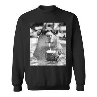 Capybara Selfie With Sunglasses And Coconut Drink Sweatshirt - Thegiftio UK