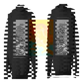 Capybara Surfing Japanese Sweatshirt - Thegiftio